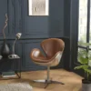 GASTON - Fauteuil Marron NEVADA Vintage Cuir Pied Aluminium -Promos Fauteora Magasin fauteuil 14650519