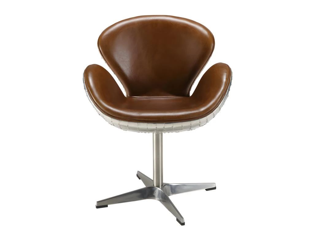 GASTON - Fauteuil Marron NEVADA Vintage Cuir Pied Aluminium 4 GASTON - Fauteuil Marron NEVADA Vintage Cuir Pied Aluminium – Image 2
