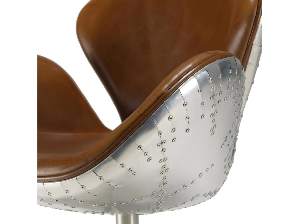 GASTON - Fauteuil Marron NEVADA Vintage Cuir Pied Aluminium 5 GASTON - Fauteuil Marron NEVADA Vintage Cuir Pied Aluminium – Image 3