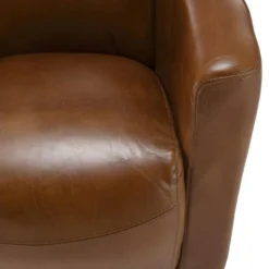 GASTON - Fauteuil Marron CHICAGO Vintage Cuir Pieds Bois -Promos Fauteora Magasin fauteuil 14650705