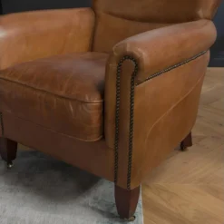 GASTON - Fauteuil Marron VERONE Vintage Cuir Pieds Bois Avec Roulettes 11 GASTON - Fauteuil Marron VERONE Vintage Cuir Pieds Bois Avec Roulettes -Promos Fauteora Magasin fauteuil 14651065