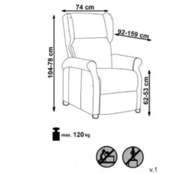 Fauteuil Relax Inclinable En Tissu - Gris -Promos Fauteora Magasin fauteuil 14701927