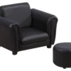 Ensemble Fauteuil Et Pouf Enfant Style Contemporain Structure Bois Revêtement Synthétique PVC Noir -Promos Fauteora Magasin fauteuil 14801707