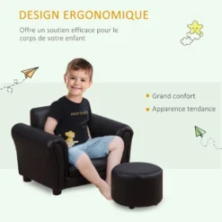 Ensemble Fauteuil Et Pouf Enfant Style Contemporain Structure Bois Revêtement Synthétique PVC Noir 11 Ensemble Fauteuil Et Pouf Enfant Style Contemporain Structure Bois Revêtement Synthétique PVC Noir -Promos Fauteora Magasin fauteuil 14801715