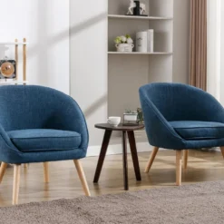 Fauteuil En Tissu Bleu LINDALE
