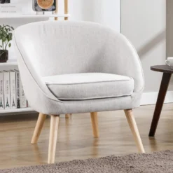 Fauteuil En Tissu Gris Clair LINDALE -Promos Fauteora Magasin fauteuil 14938869