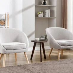 Fauteuil En Tissu Gris Clair LINDALE