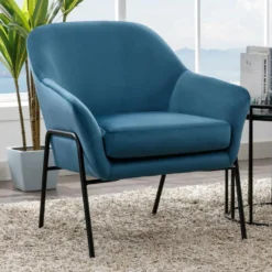 Fauteuil En Velours Bleu Canard CERITA -Promos Fauteora Magasin fauteuil 14939075