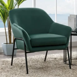 Fauteuil En Velours Vert Sapin CERITA -Promos Fauteora Magasin fauteuil 14939185