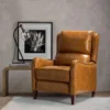 Fauteuil Relax En Cuir Véritable Simple Moderne Avec Dossier & Repose-Pieds Réglables Pour Salon-Jaune -Promos Fauteora Magasin fauteuil 15119945