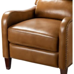 Fauteuil Relax En Cuir Véritable Simple Moderne Avec Dossier & Repose-Pieds Réglables Pour Salon-Jaune -Promos Fauteora Magasin fauteuil 15119949