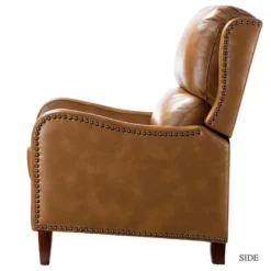 Fauteuil Relax En Cuir Véritable Simple Moderne Avec Dossier & Repose-Pieds Réglables Pour Salon-Jaune -Promos Fauteora Magasin fauteuil 15119959