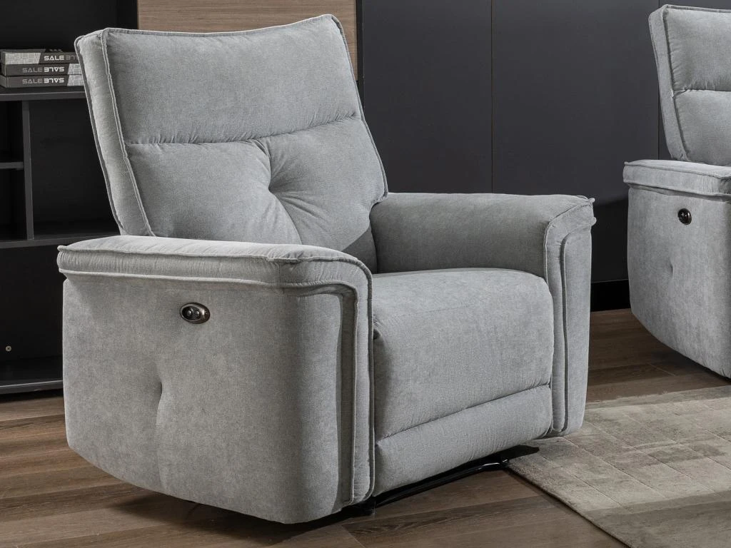 Fauteuil Relax électrique En Tissu Gris BENJAMIN 8 Fauteuil Relax électrique En Tissu Gris BENJAMIN – Image 6