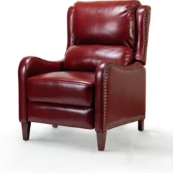 Fauteuil Relax En Cuir Véritable Simple Moderne Avec Dossier & Repose-Pieds Réglables Pour Salon-Bordeaux