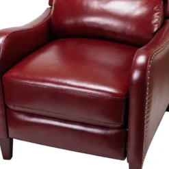 Fauteuil Relax En Cuir Véritable Simple Moderne Avec Dossier & Repose-Pieds Réglables Pour Salon-Bordeaux -Promos Fauteora Magasin fauteuil 15601149