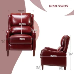 Fauteuil Relax En Cuir Véritable Simple Moderne Avec Dossier & Repose-Pieds Réglables Pour Salon-Bordeaux -Promos Fauteora Magasin fauteuil 15601155