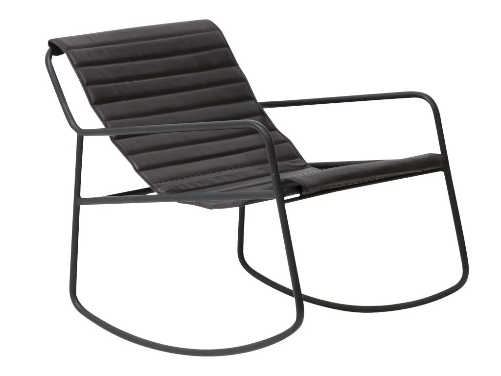 Rocking Chair En Cuir Noir Sydney 4 Rocking Chair En Cuir Noir Sydney – Image 2