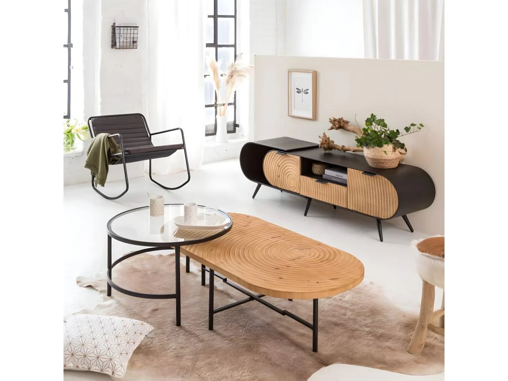 Rocking Chair En Cuir Noir Sydney 5 Rocking Chair En Cuir Noir Sydney – Image 3