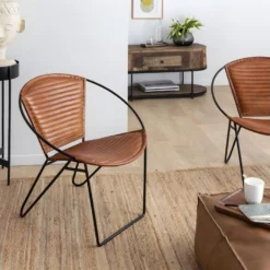 Fauteuil En Cuir Marron Jaya