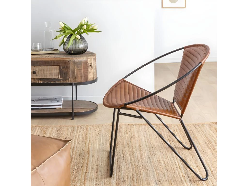 Fauteuil En Cuir Marron Jaya 5 Fauteuil En Cuir Marron Jaya – Image 3