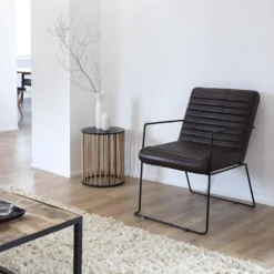 Fauteuil En Cuir Marron Astrid