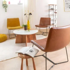 Fauteuil En Cuir Marron Chahinaize -Promos Fauteora Magasin fauteuil 15718063