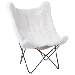 Fauteuil Papillon En Fourrure Synthétique Blanc NYBRO
