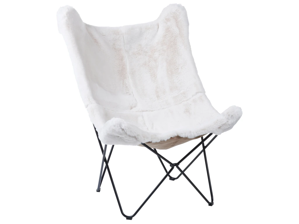 Fauteuil Papillon En Fourrure Synthétique Blanc NYBRO 3 Fauteuil Papillon En Fourrure Synthétique Blanc NYBRO