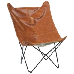 Fauteuil Papillon En Cuir PU Marron NYBRO