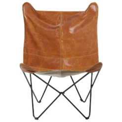 Fauteuil Papillon En Cuir PU Marron NYBRO -Promos Fauteora Magasin fauteuil 15765171