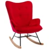 Fauteuil à Bascule Rocking Chair Bouton Décoratif En Tissu Velours Rouge Confortable Et Design FAB10075 -Promos Fauteora Magasin fauteuil 15779679