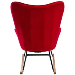 Fauteuil à Bascule Rocking Chair Bouton Décoratif En Tissu Velours Rouge Confortable Et Design FAB10075 -Promos Fauteora Magasin fauteuil 15779683