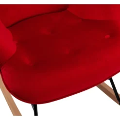 Fauteuil à Bascule Rocking Chair Bouton Décoratif En Tissu Velours Rouge Confortable Et Design FAB10075 -Promos Fauteora Magasin fauteuil 15779685