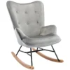 Fauteuil à Bascule Rocking Chair Bouton Décoratif En Tissu Velours Gris Clair Confortable Et Design FAB10072 -Promos Fauteora Magasin fauteuil 15779687