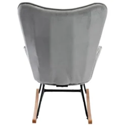 Fauteuil à Bascule Rocking Chair Bouton Décoratif En Tissu Velours Gris Clair Confortable Et Design FAB10072 8 Fauteuil à Bascule Rocking Chair Bouton Décoratif En Tissu Velours Gris Clair Confortable Et Design FAB10072 -Promos Fauteora Magasin fauteuil 15779691