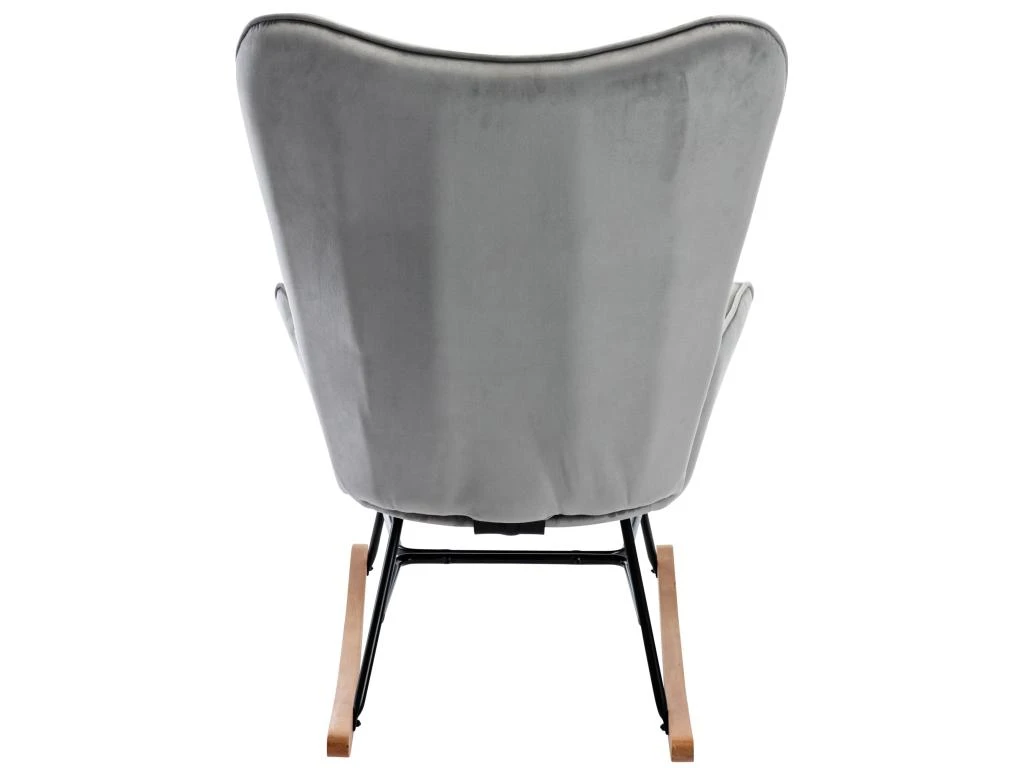 Fauteuil à Bascule Rocking Chair Bouton Décoratif En Tissu Velours Gris Clair Confortable Et Design FAB10072 5 Fauteuil à Bascule Rocking Chair Bouton Décoratif En Tissu Velours Gris Clair Confortable Et Design FAB10072 – Image 3
