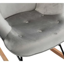 Fauteuil à Bascule Rocking Chair Bouton Décoratif En Tissu Velours Gris Clair Confortable Et Design FAB10072 9 Fauteuil à Bascule Rocking Chair Bouton Décoratif En Tissu Velours Gris Clair Confortable Et Design FAB10072 -Promos Fauteora Magasin fauteuil 15779693