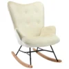 Fauteuil à Bascule Rocking Chair Bouton Décoratif En Tissu Velours Crème Confortable Et Design FAB10073 -Promos Fauteora Magasin fauteuil 15779695
