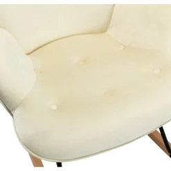 Fauteuil à Bascule Rocking Chair Bouton Décoratif En Tissu Velours Crème Confortable Et Design FAB10073 -Promos Fauteora Magasin fauteuil 15779701