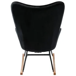 Fauteuil à Bascule Rocking Chair Bouton Décoratif En Tissu Velours Noir Confortable Et Design FAB10070 -Promos Fauteora Magasin fauteuil 15779707