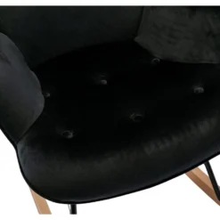 Fauteuil à Bascule Rocking Chair Bouton Décoratif En Tissu Velours Noir Confortable Et Design FAB10070 -Promos Fauteora Magasin fauteuil 15779709