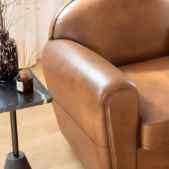 Fauteuil En Cuir Marron Aaron -Promos Fauteora Magasin fauteuil 15814825