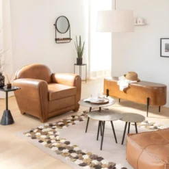 Fauteuil En Cuir Marron Aaron -Promos Fauteora Magasin fauteuil 15814827