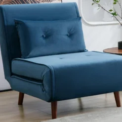 Fauteuil Convertible En Velours Bleu Nuit URIBIA -Promos Fauteora Magasin fauteuil 15883065