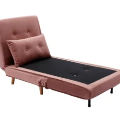 Fauteuil Convertible En Velours Rose Poudré URIBIA -Promos Fauteora Magasin fauteuil 15886297