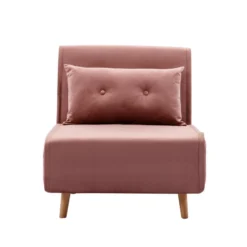 Fauteuil Convertible En Velours Rose Poudré URIBIA -Promos Fauteora Magasin fauteuil 15886299
