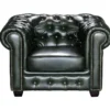 Fauteuil Chesterfield BRENTON 100% Cuir De Buffle - Vert Empire -Promos Fauteora Magasin fauteuil 159152