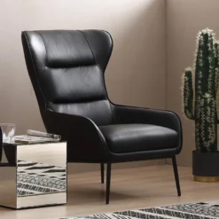 Fauteuil En Cuir De Buffle Noir DINNIA -Promos Fauteora Magasin fauteuil 15940445