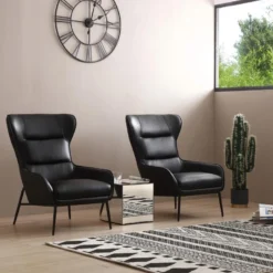 Fauteuil En Cuir De Buffle Noir DINNIA
