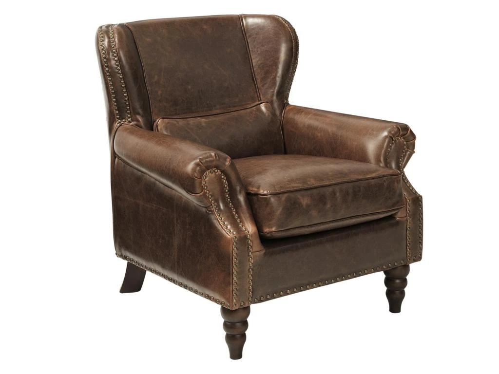 Fauteuil 100% Cuir EDOUARD - Marron 11 Fauteuil 100% Cuir EDOUARD - Marron – Image 9